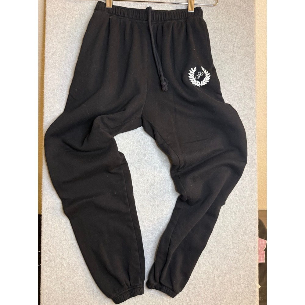 Pink Victoria's Secret Black Laurel Wreath Logo Joggers Sweatpants XS